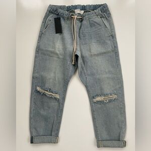 One Teaspoon Light Washed Shabbies Drawstring Boyfriend Distressed Jeans Small